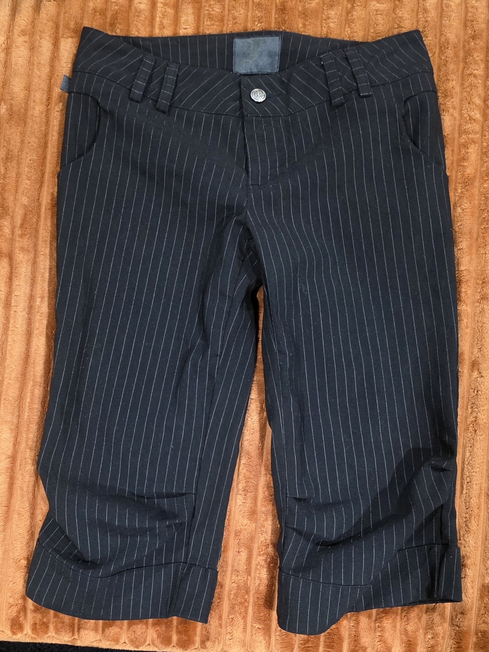 Women’s Black Pinstripe Capri Trousers